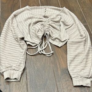 SHEIN Cream Textured Crop Top